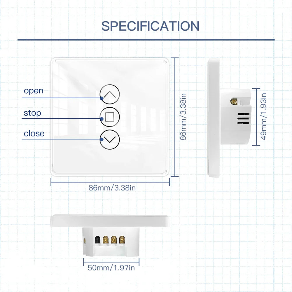 White smart switch dimensions.