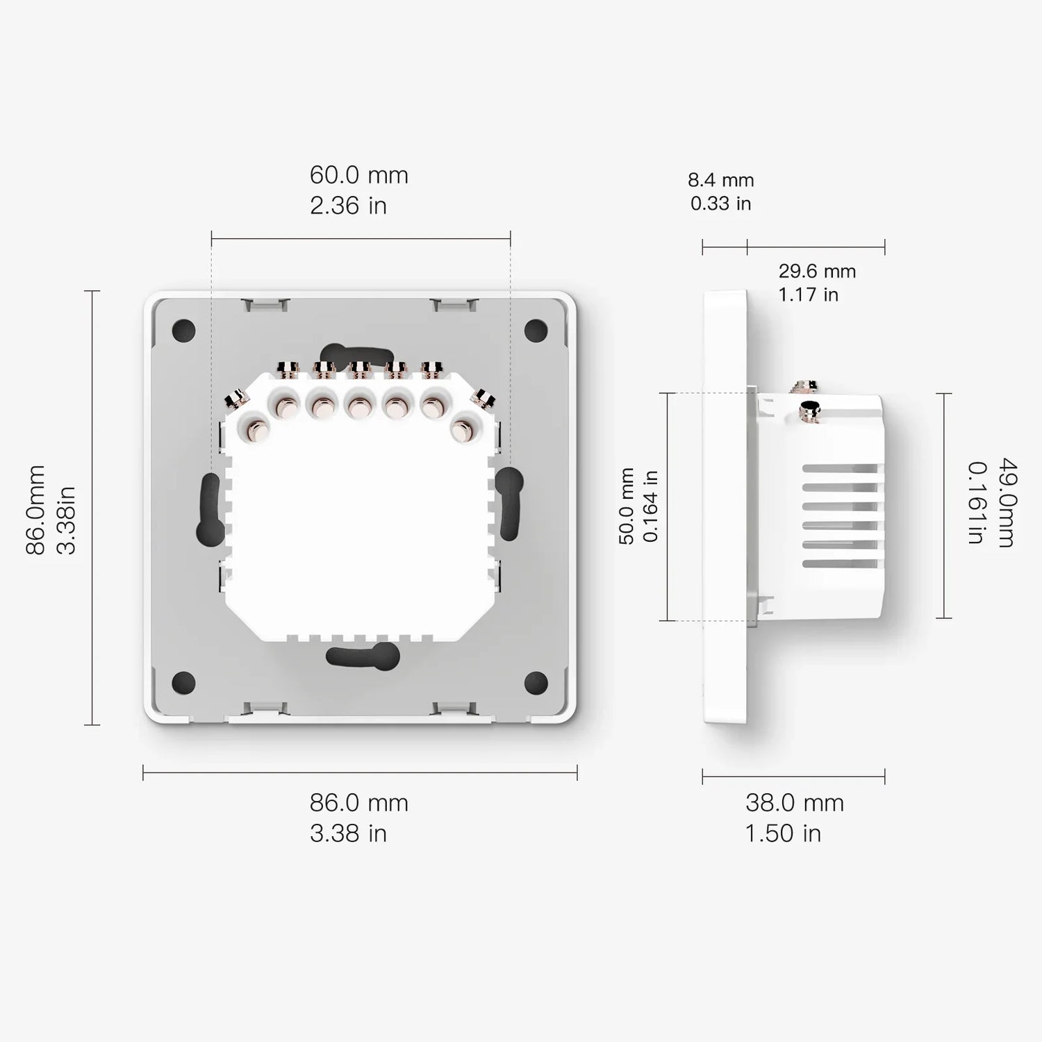 White smart switch dimensions.
