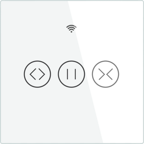 White smart switch with touch controls.