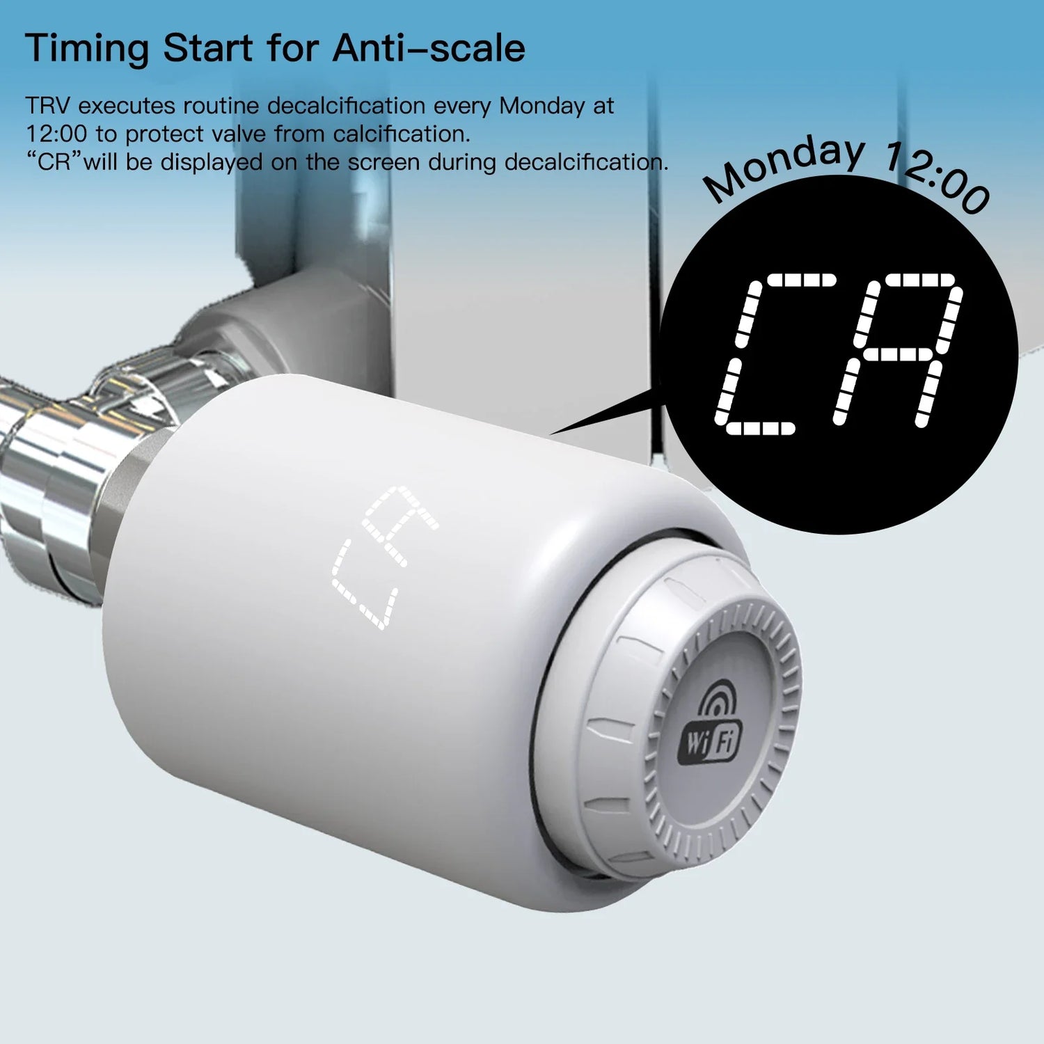 White smart thermostatic radiator valve.