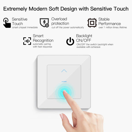 White smart touch light switch.