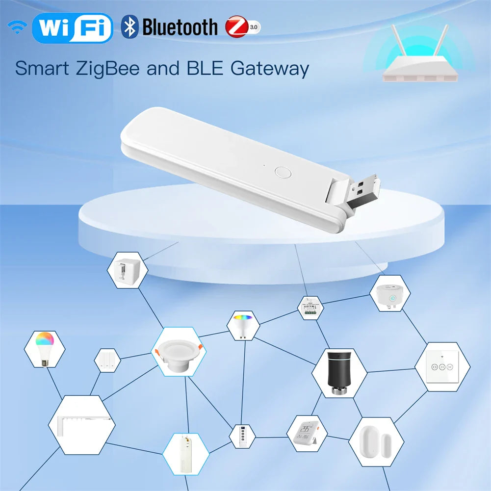White smart ZigBee and BLE gateway.
