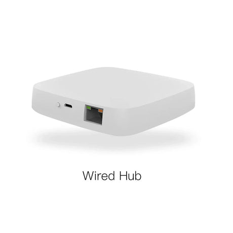 White, square wired hub.