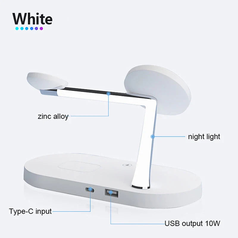 White charging station with night light.