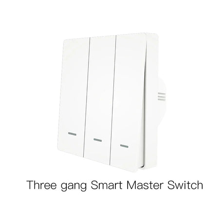 White three-gang smart switch.