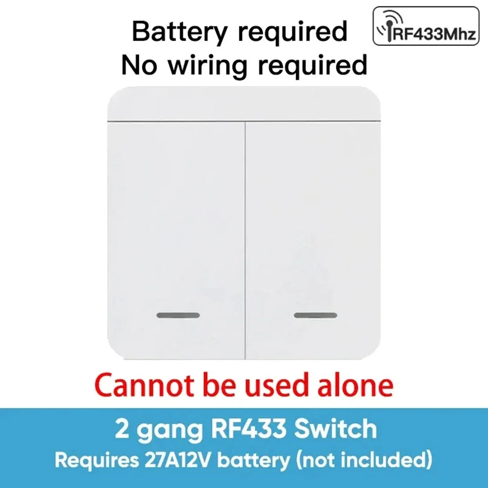 White two-gang RF433 switch.