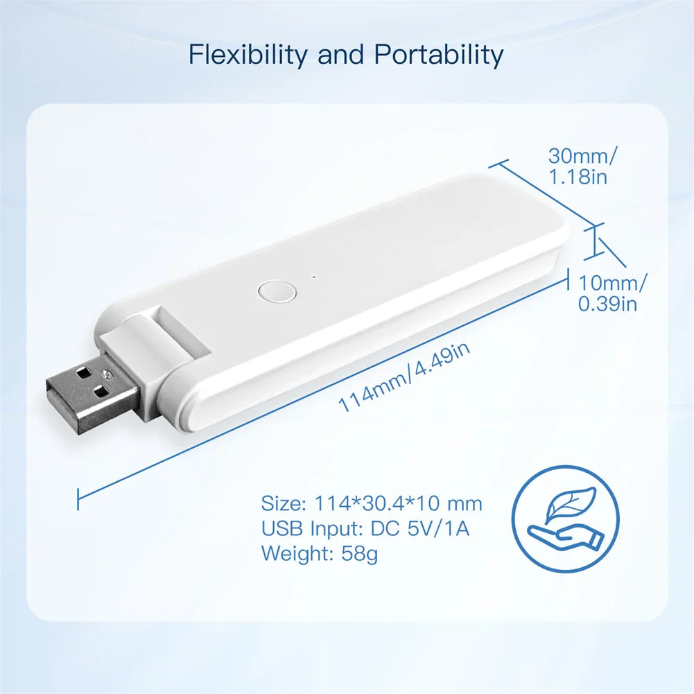 White USB device with dimensions.