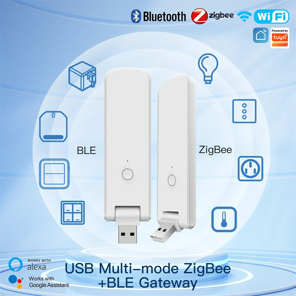 White USB ZigBee and BLE gateway.