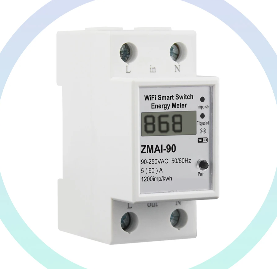 White WiFi smart switch energy meter.