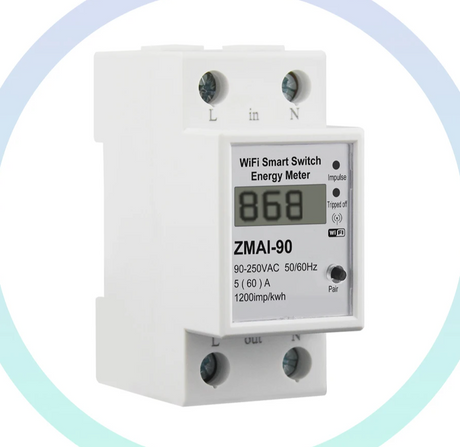 White WiFi smart switch energy meter.