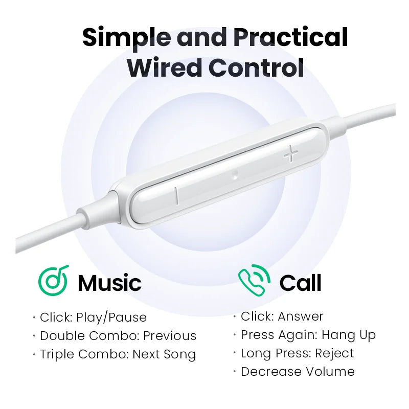 White wired earphone control.