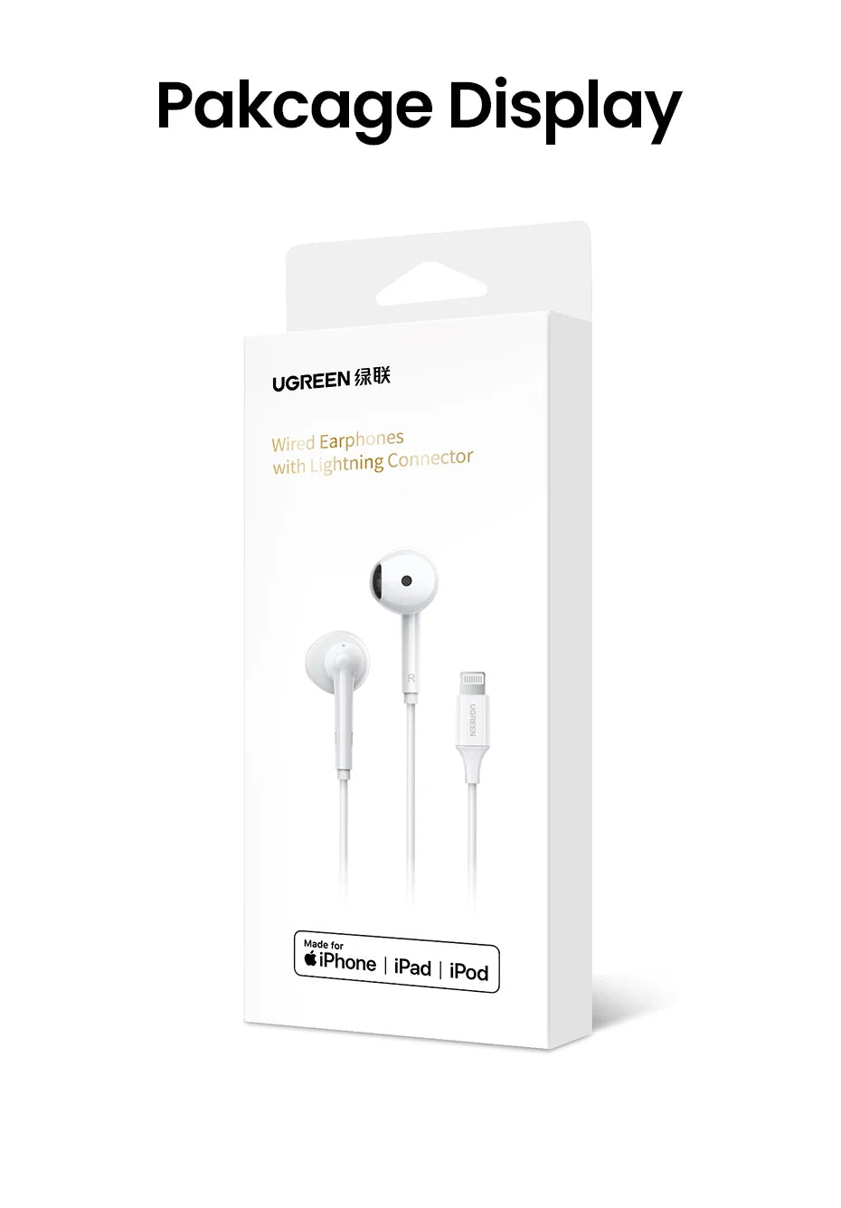 White wired earphones packaging.