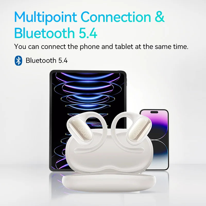 White wireless earbuds in a charging case shaped like a rabbit’s head.