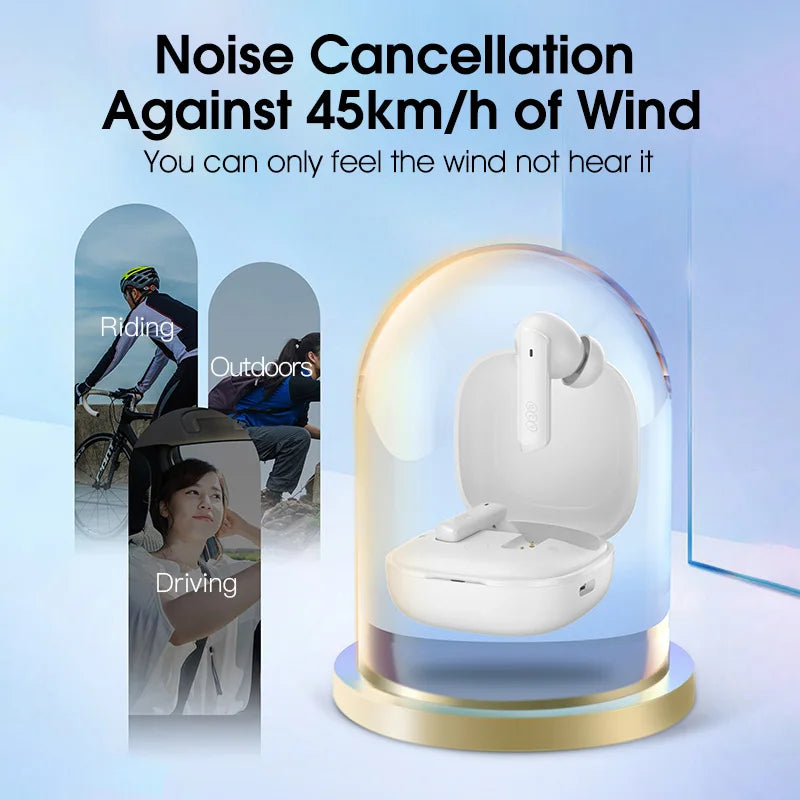 White wireless earbuds in charging case.
