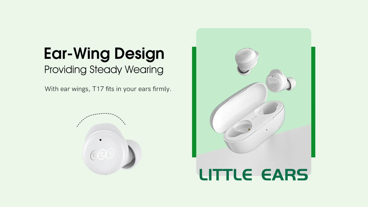 White wireless earbuds with charging case.