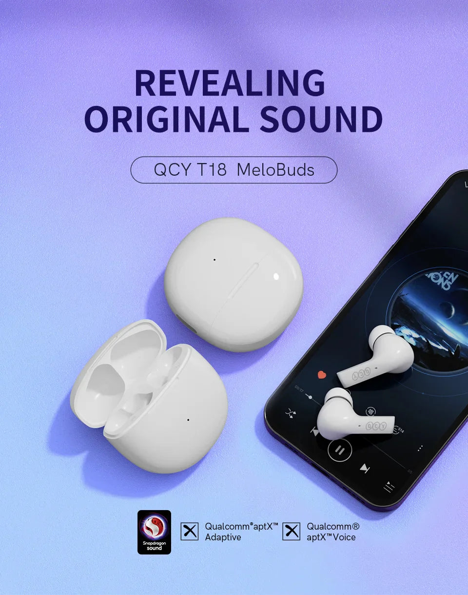 White wireless earbuds and charging case.