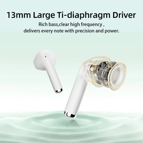 White wireless earbuds.