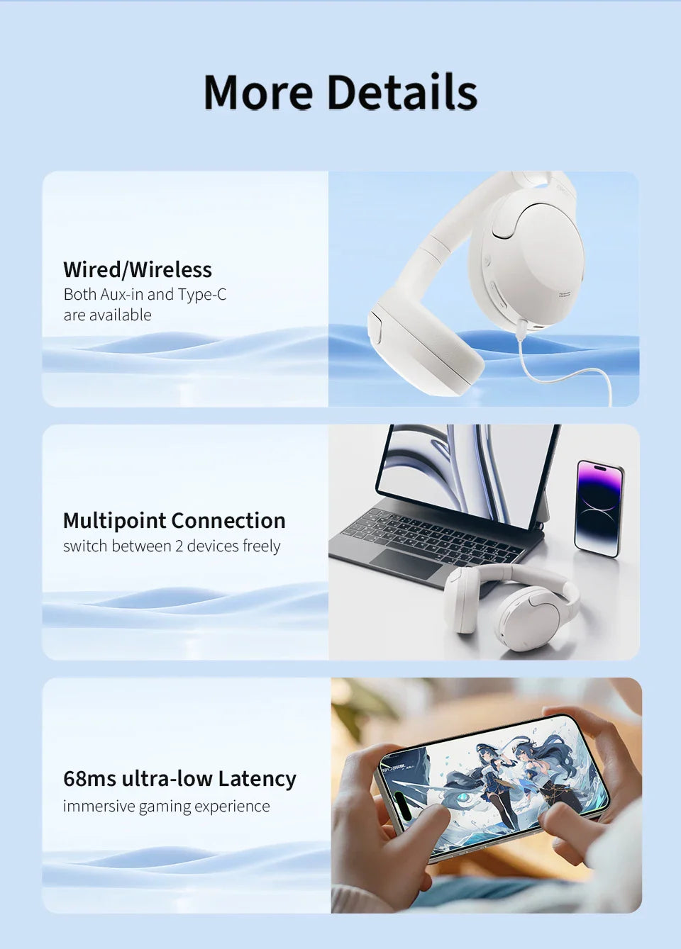 White wireless headphones.