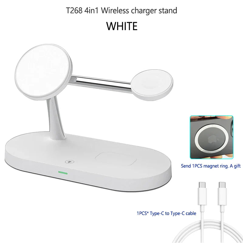 White wireless charging stand.