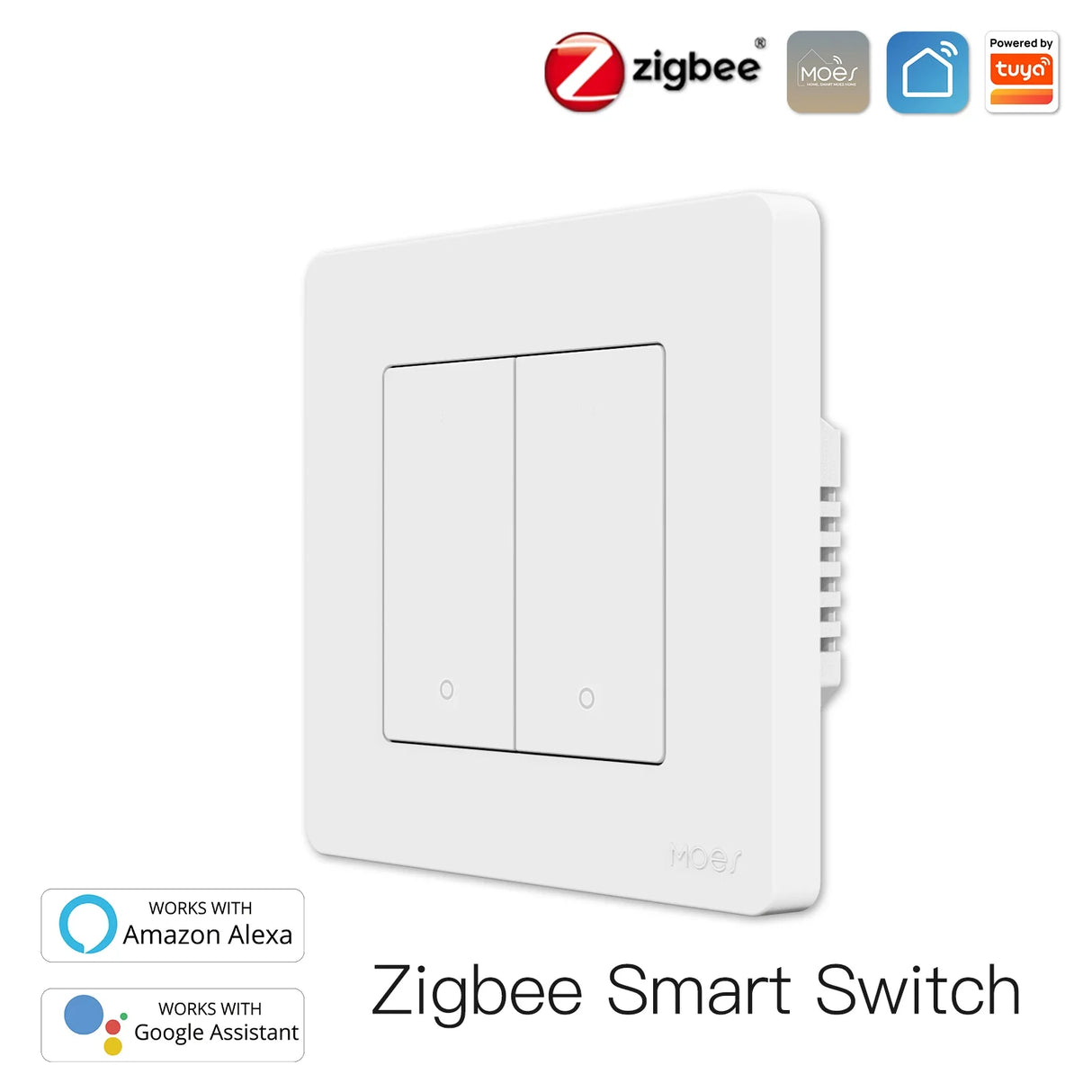 White Zigbee smart light switch.