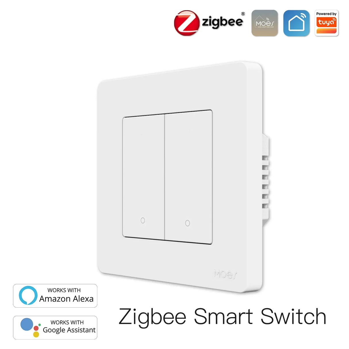 White Zigbee smart light switch.