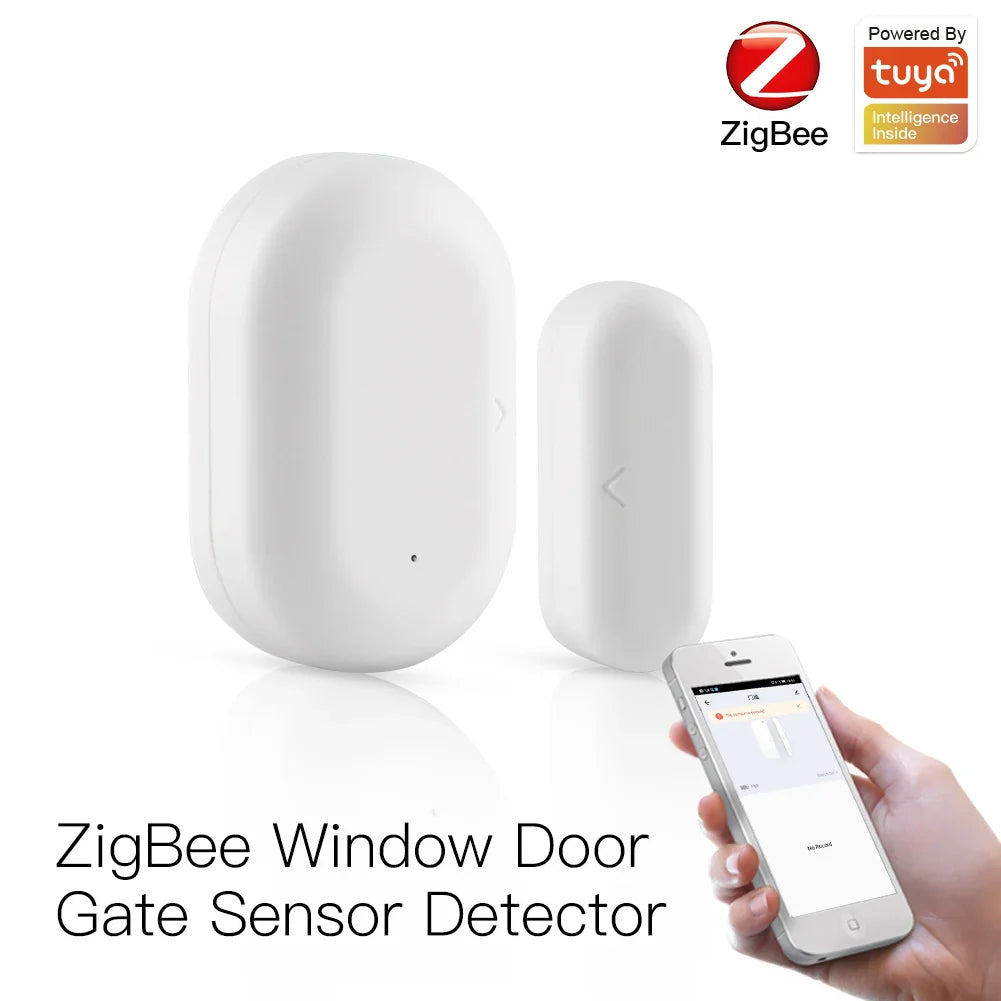 White ZigBee window door sensor.