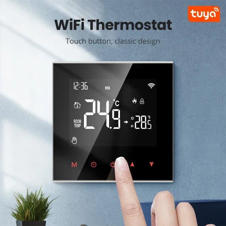 WiFi thermostat with touch screen.