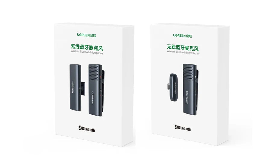Wireless Bluetooth microphone packaging.