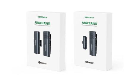 Wireless Bluetooth microphone packaging.