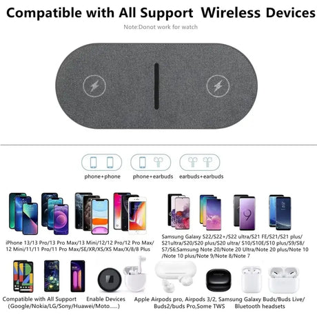 the wireless wireless charging device with a charging cable attached to it