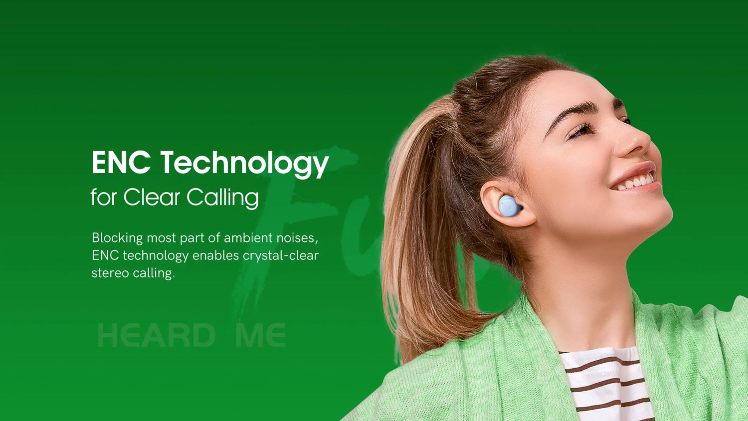 Wireless earbuds advertisement.