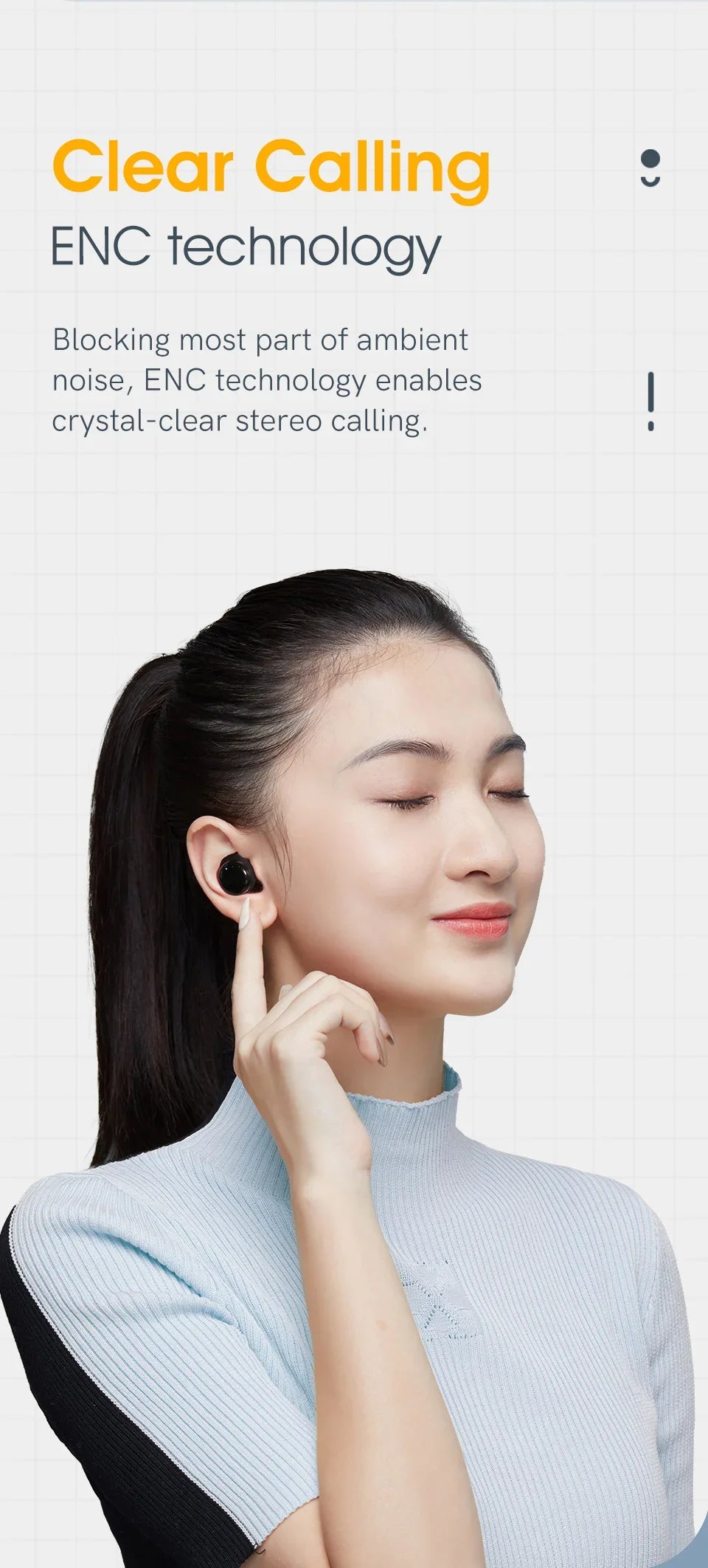 Wireless earbuds advertisement.
