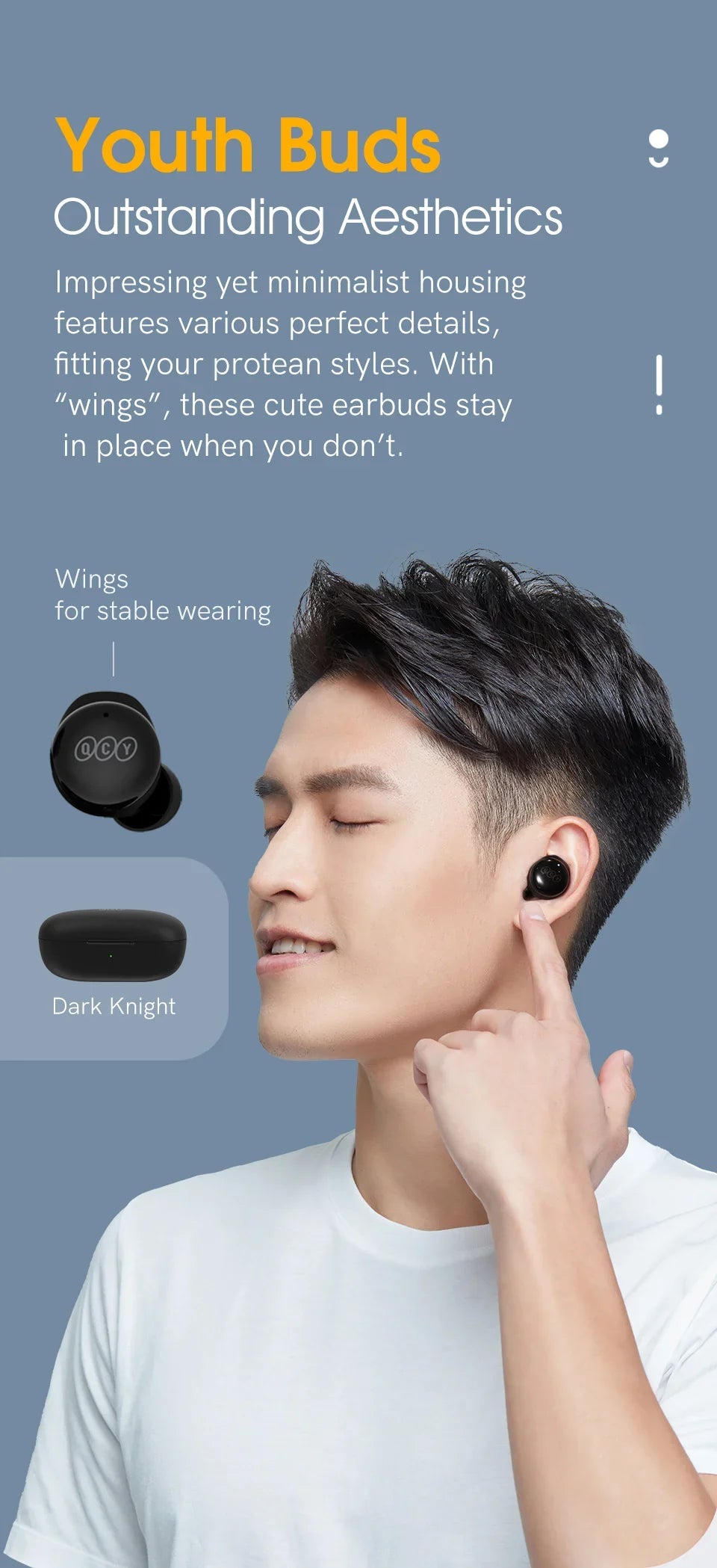 Wireless earbuds advertisement.