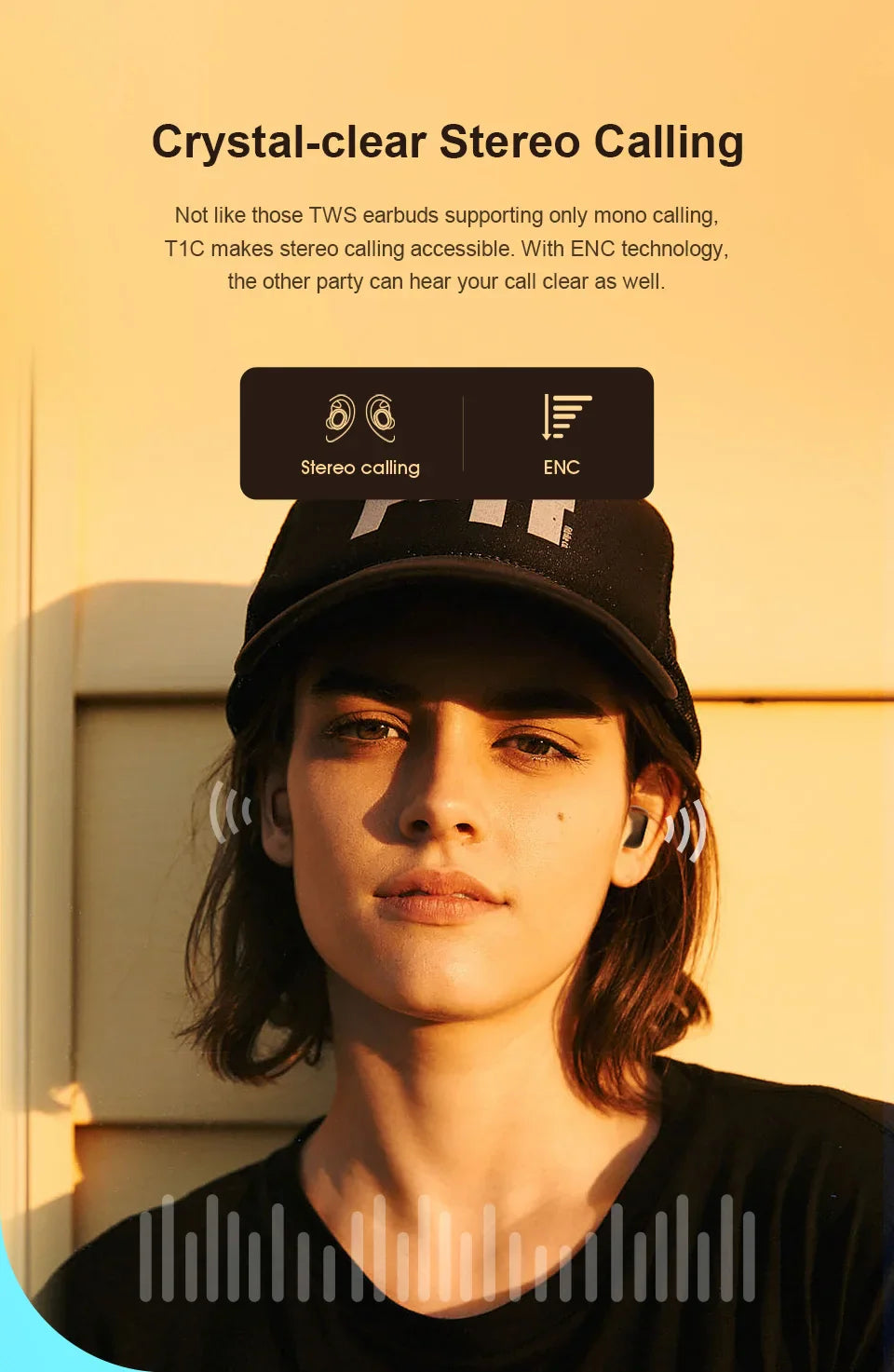 Wireless earbuds advertisement.