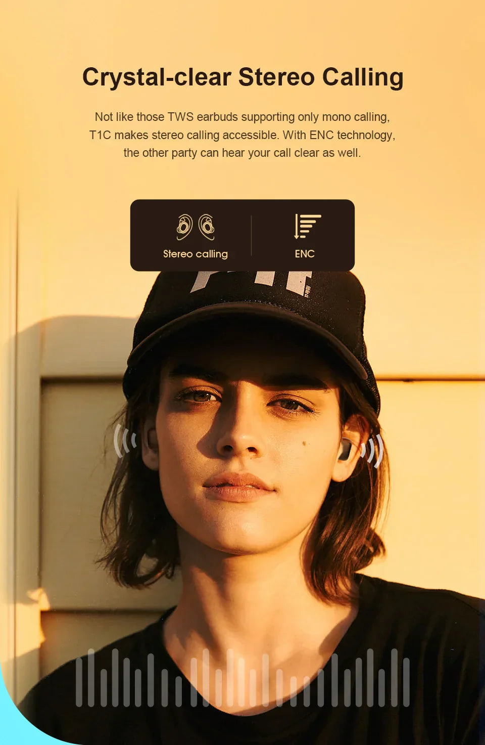 Wireless earbuds advertisement.