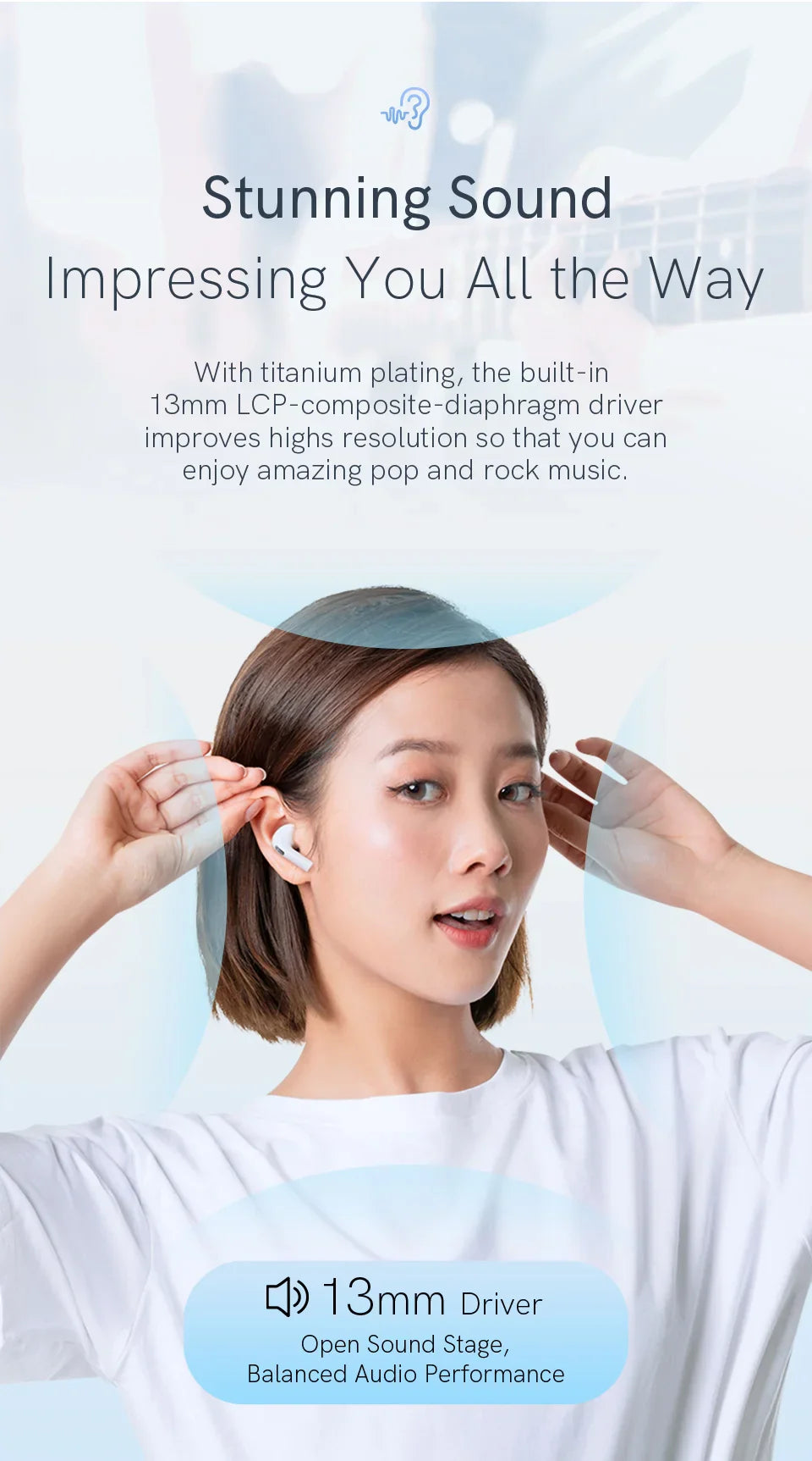 Wireless earbuds advertisement.