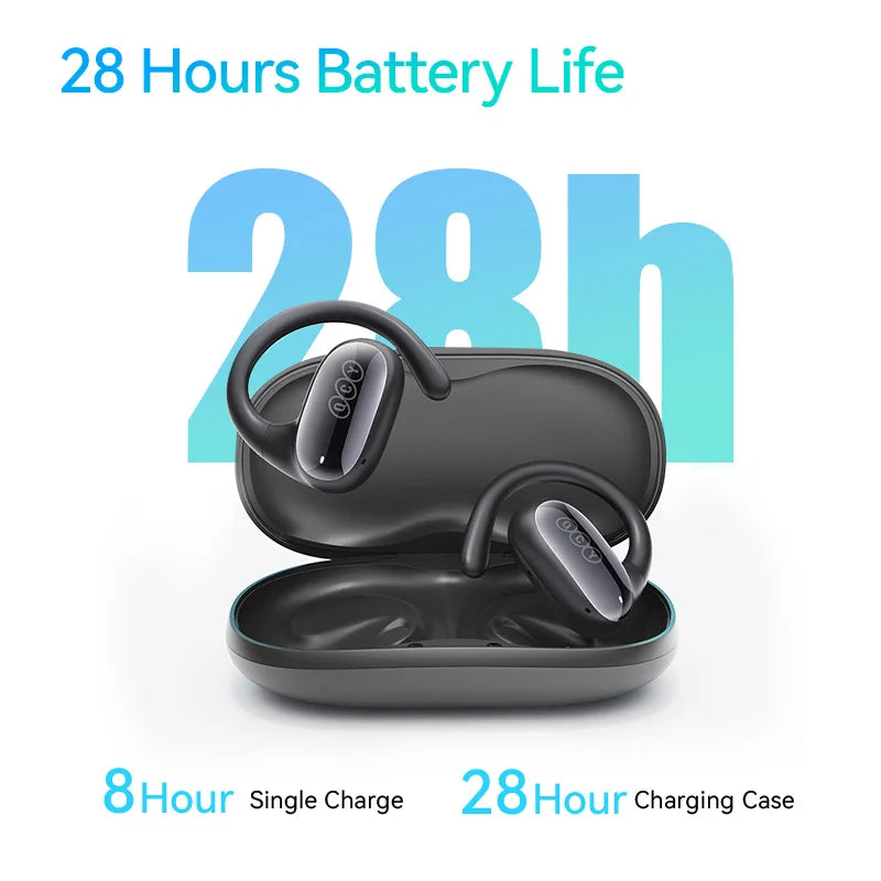 Wireless earbuds with a charging case.