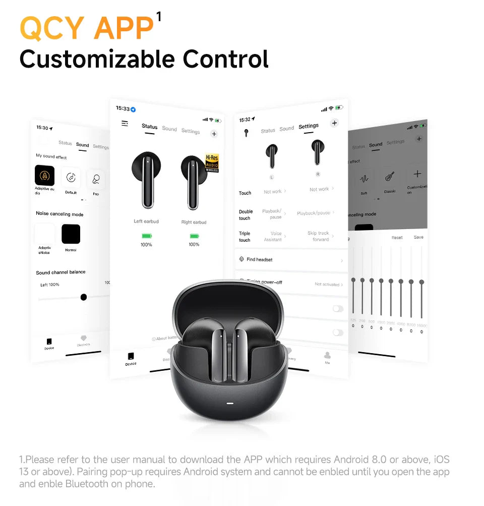 Wireless earbuds with charging case.