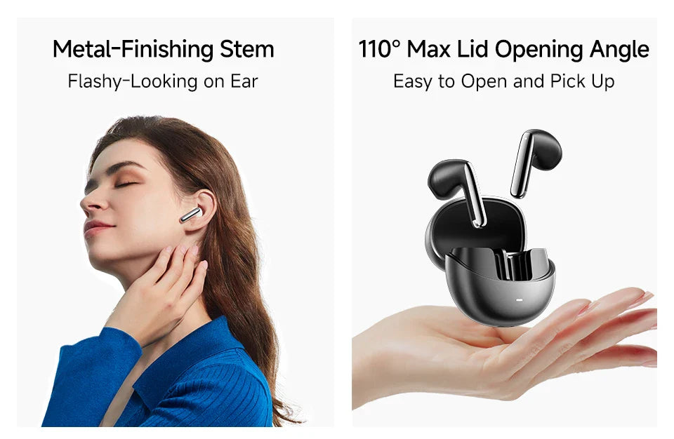 Wireless earbuds with charging case.