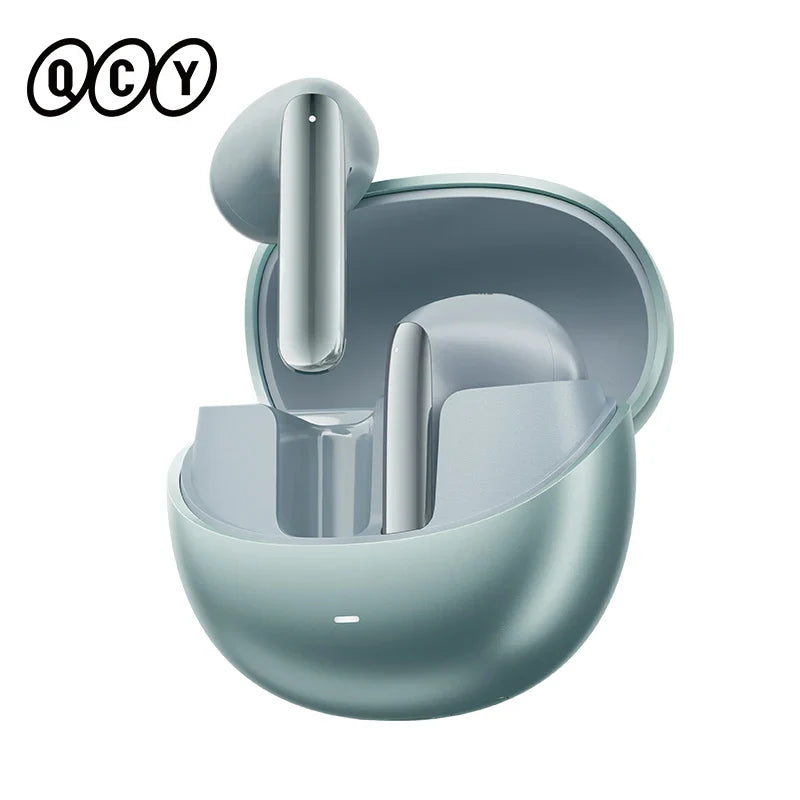Wireless earbuds in charging case.