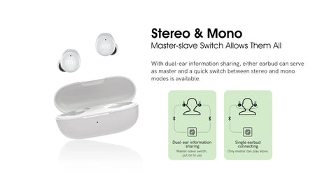 Wireless earbuds with charging case.
