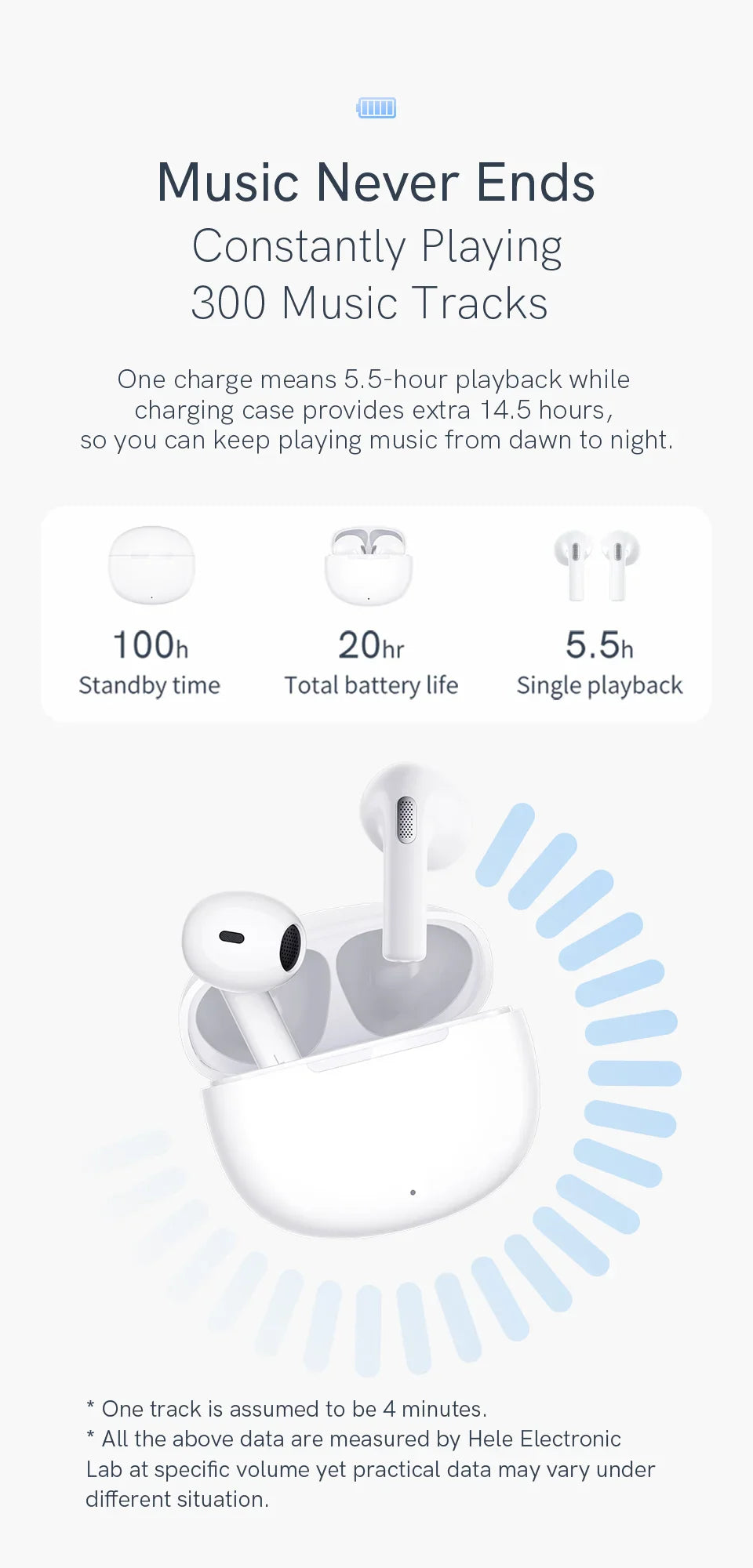 Wireless earbuds with charging case.