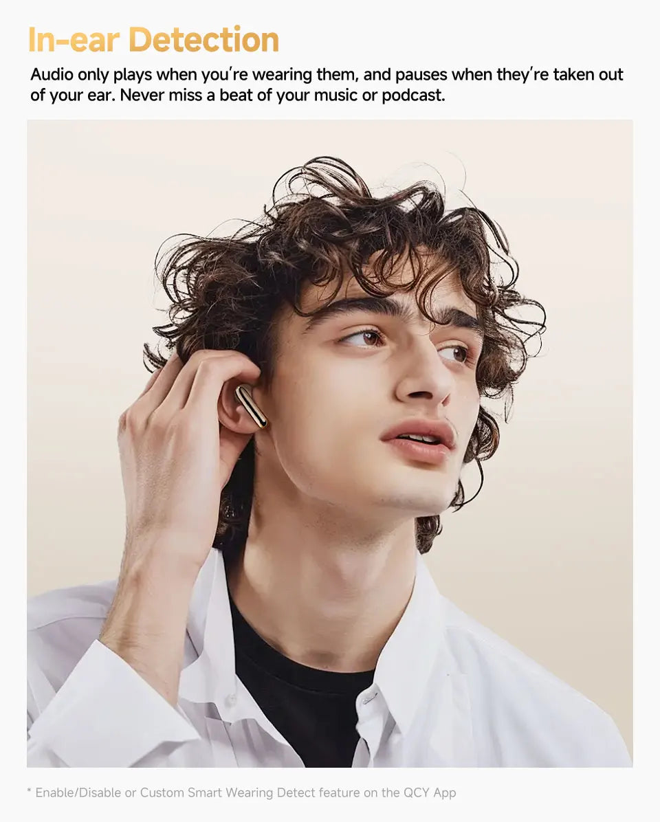 Wireless earbuds with in-ear detection.