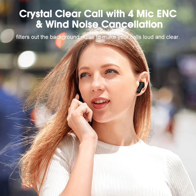 Wireless earbuds with noise cancellation.