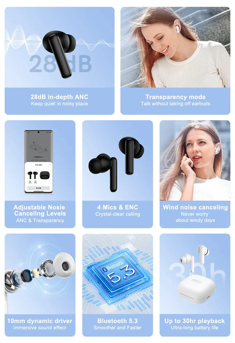 Wireless earbuds product advertisement.