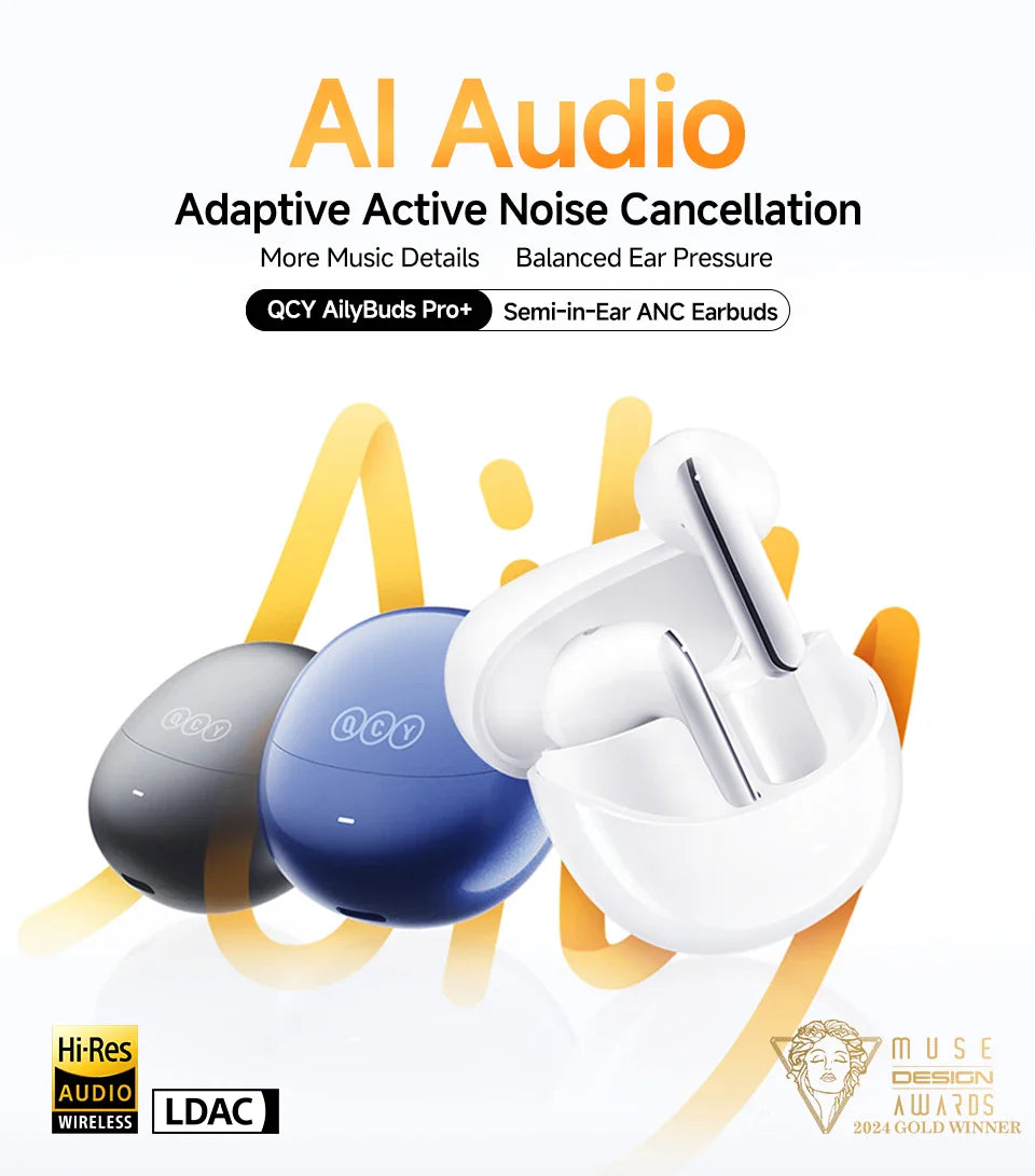 Wireless noise-canceling earbuds.
