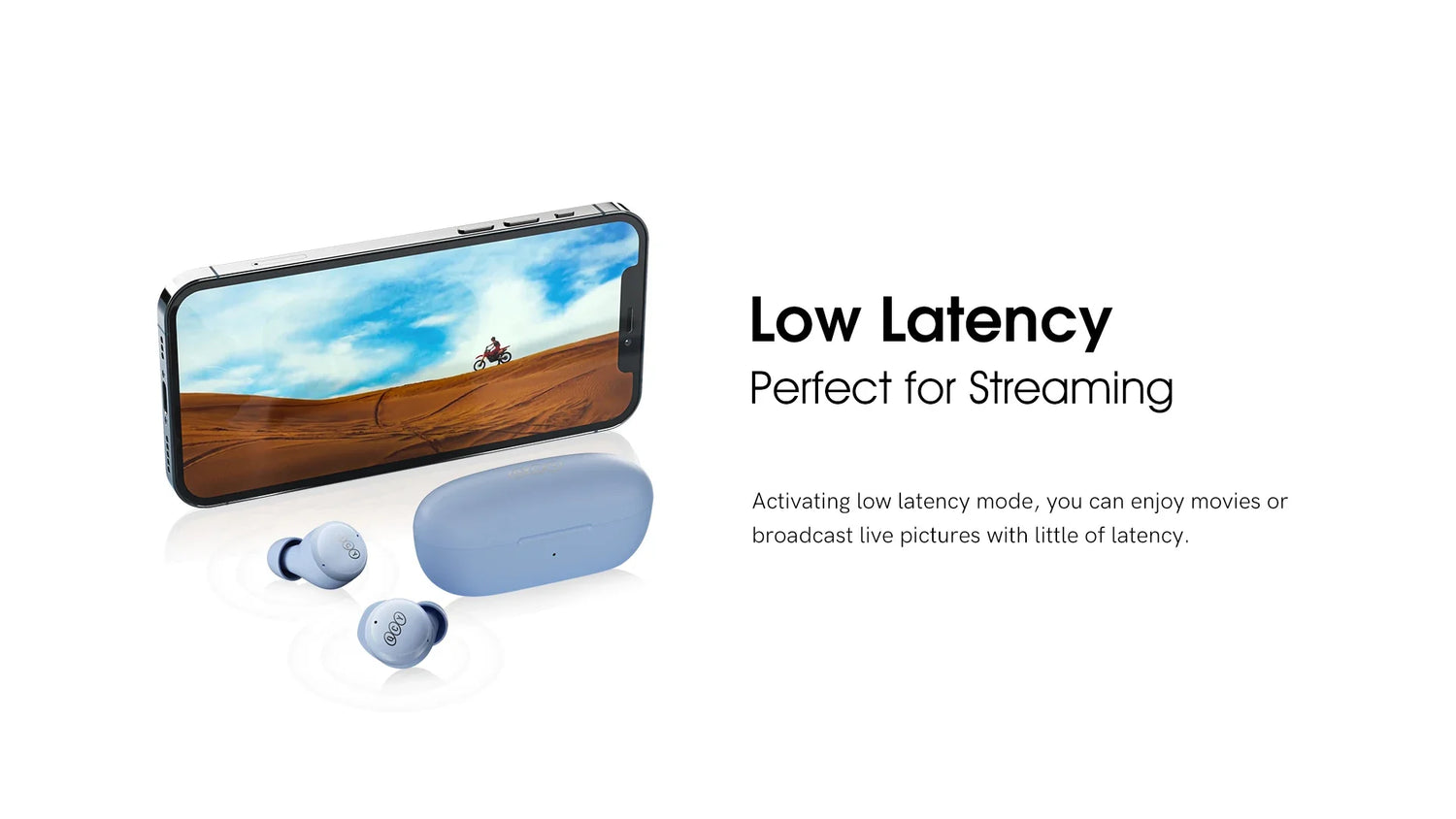 Wireless earbuds and smartphone.