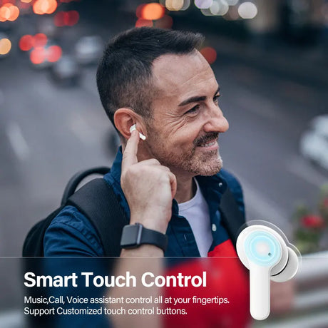 Wireless earbuds with touch control.