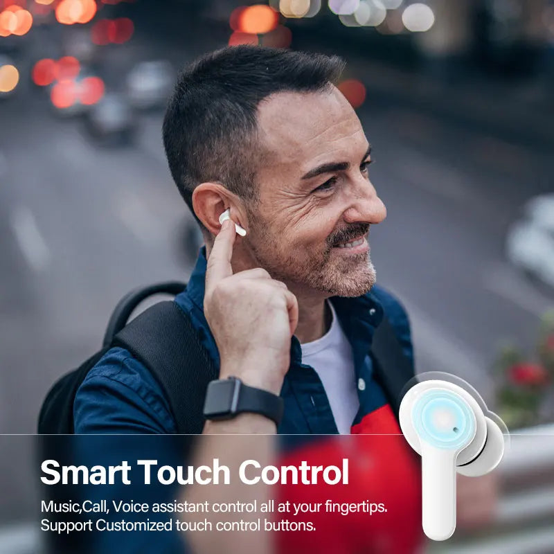 Wireless earbuds with touch control.