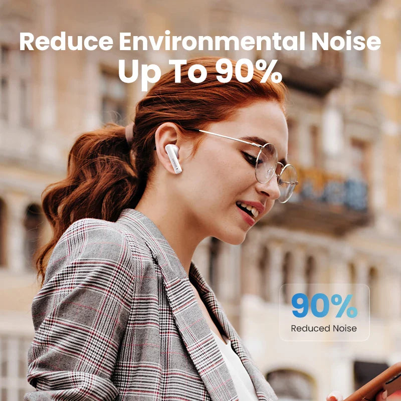 Noise-reducing wireless earbuds.